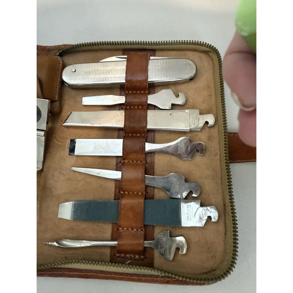 Antique 1950s Germany Premium Co Tool Kit Rare With Leather Case Stamped